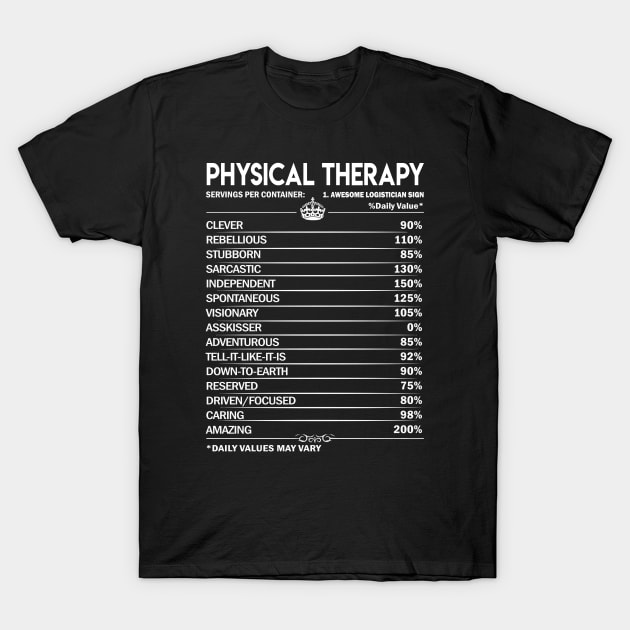 Physical Therapy T Shirt - Daily Factors 2 Gift Item Tee T-Shirt by Jolly358
